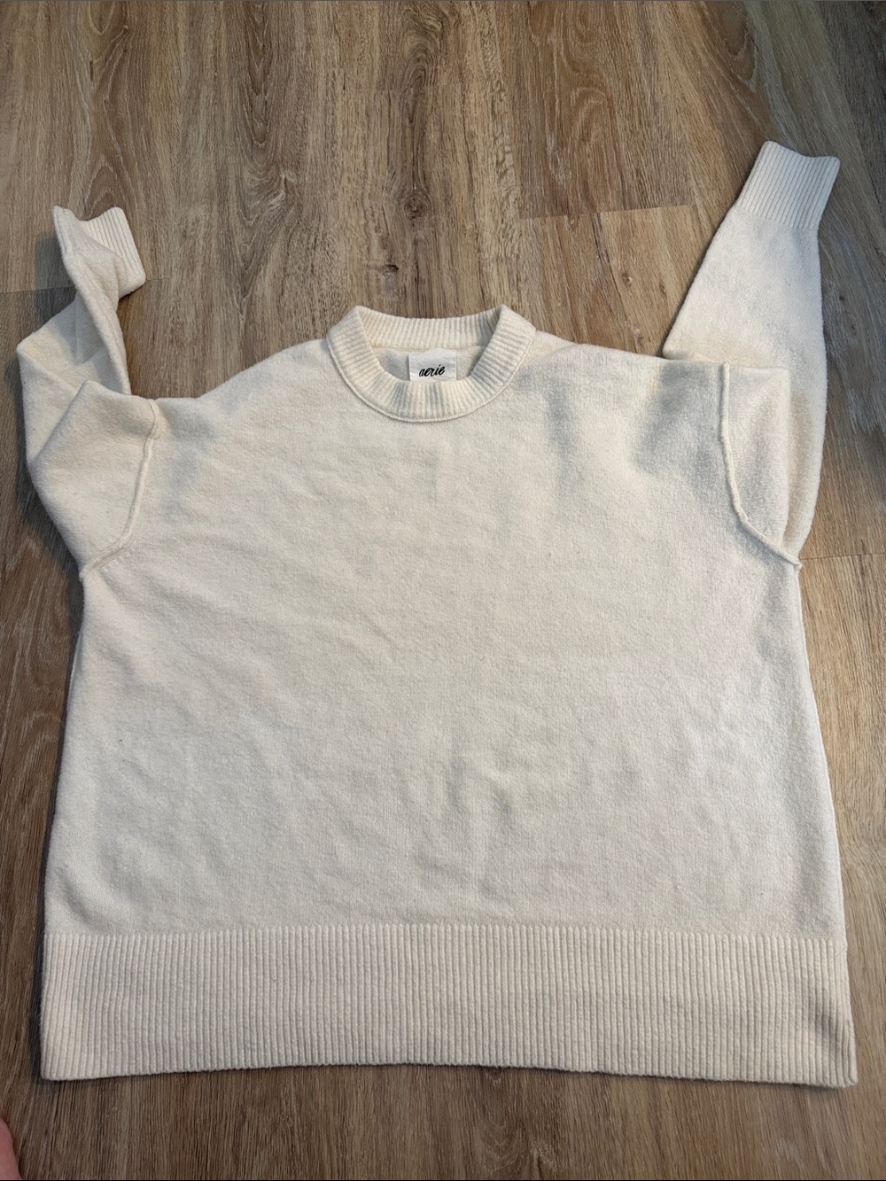 aerie Cream Crewneck Sweater